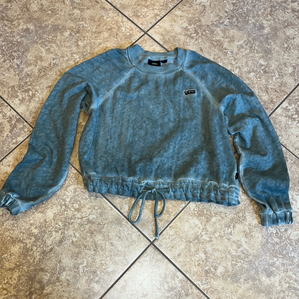 VANS Retreat Green Long Sleeve Sweatshirt Drawstring Waist Womans XXS